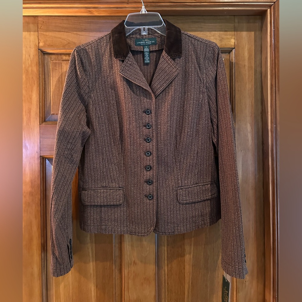 Lauren Jeans Company Brown Pinstripe Women's Blazer